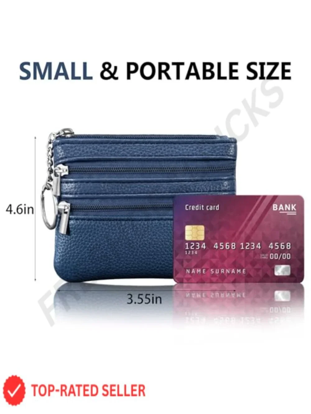 2 Pack Coin Purse Pouch Change Card Holder Wallet with Keychain for Women and